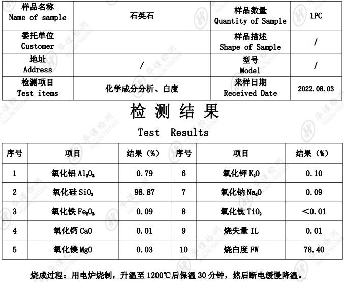 石英石硬度檢測 石英石成分白度檢測